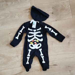 Black Skeleton Baby Onesie with Hood